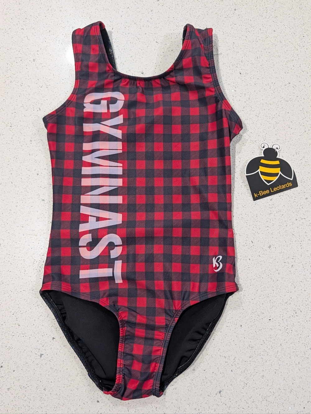 NEW Kbee Gymnastics Dance Leotard AS Small HOLOGRAPHIC Buffalo PLAID CHRISTMAS